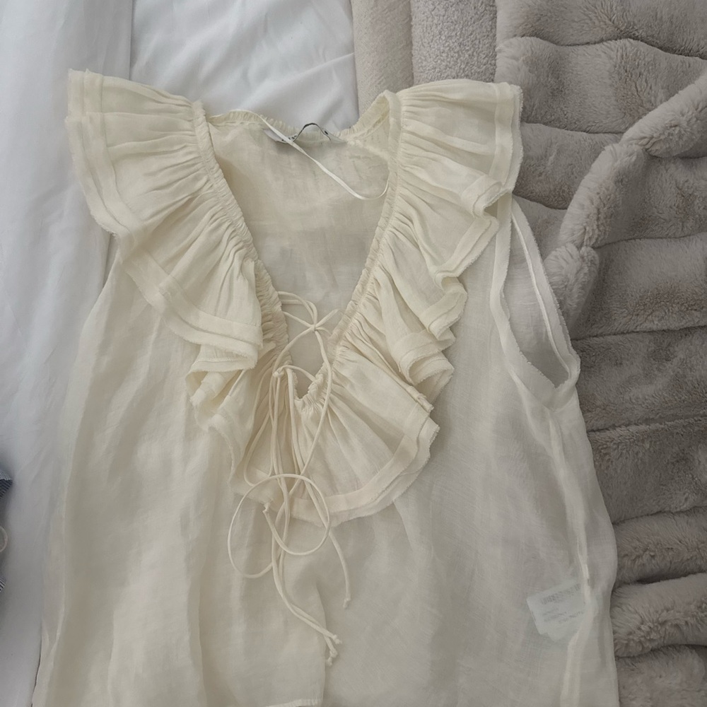 Zara Cream Ruffled Blouse